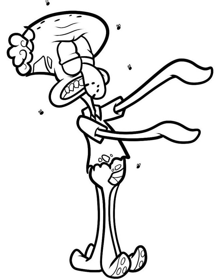 Zombie Squidward Tentacles coloring page