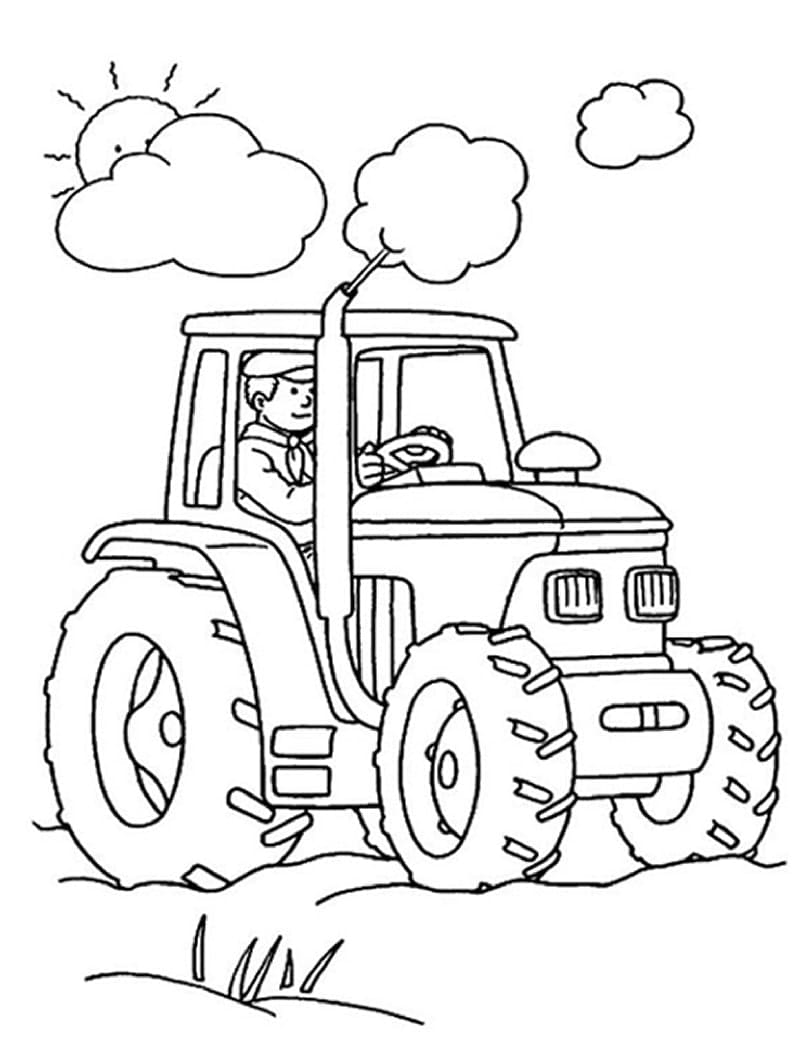 Farmer on Tractor Coloring - Play Free Coloring Game Online