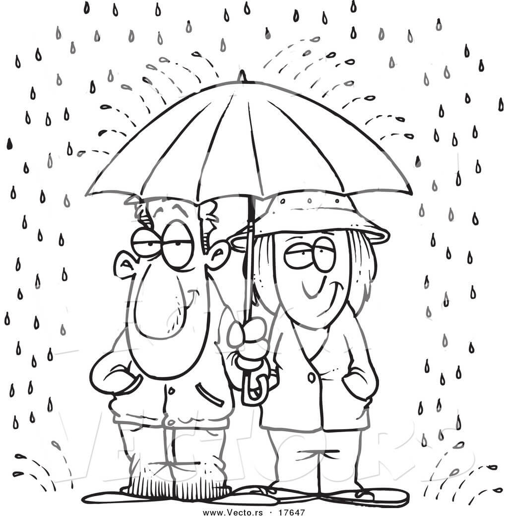 Girl and Boy in rain