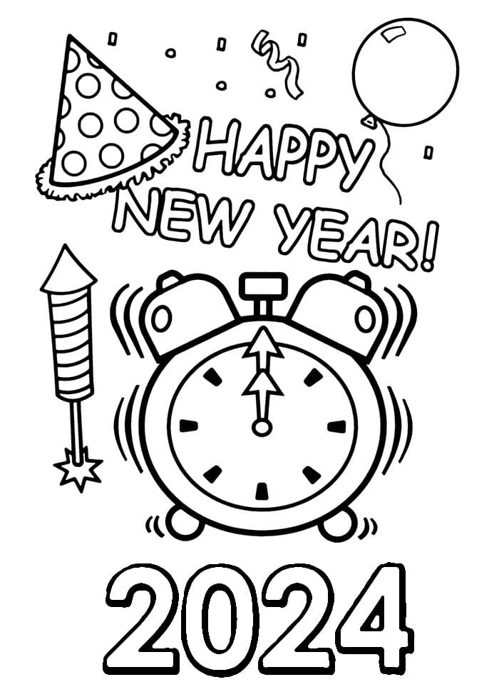 Happy New Year 2024 Images Coloring Image To U