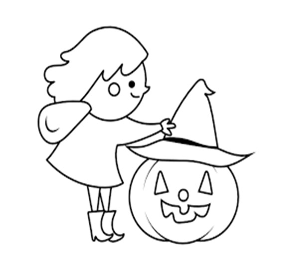 Jack o’ Lantern with a girl